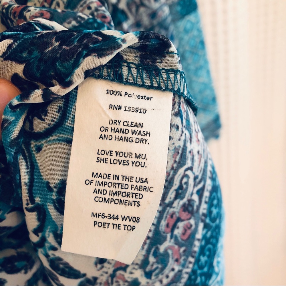 Show Me Your Mumu Blue Waimea Valley Poet Tie Top - Picture 9 of 10